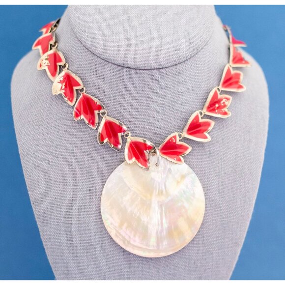 Vintage Red Leaves Choker Necklace | Moon Necklace | 13.5 inch | J10 - Picture 3 of 4